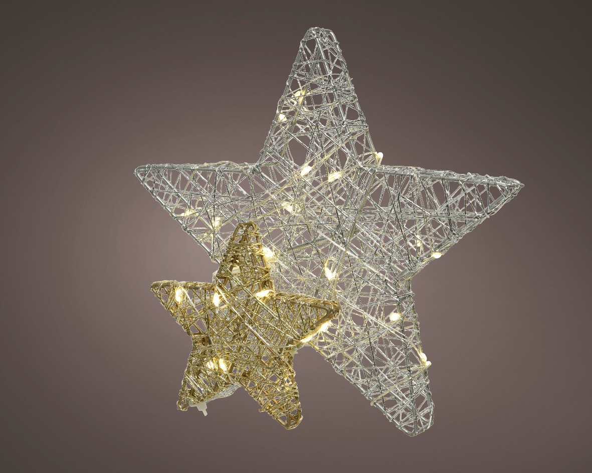 Stalen 3D kerststerren met 60 micro LED lampjes - 60CM Stalen 3D kerststerren met 60 micro LED lampjes - 60CM