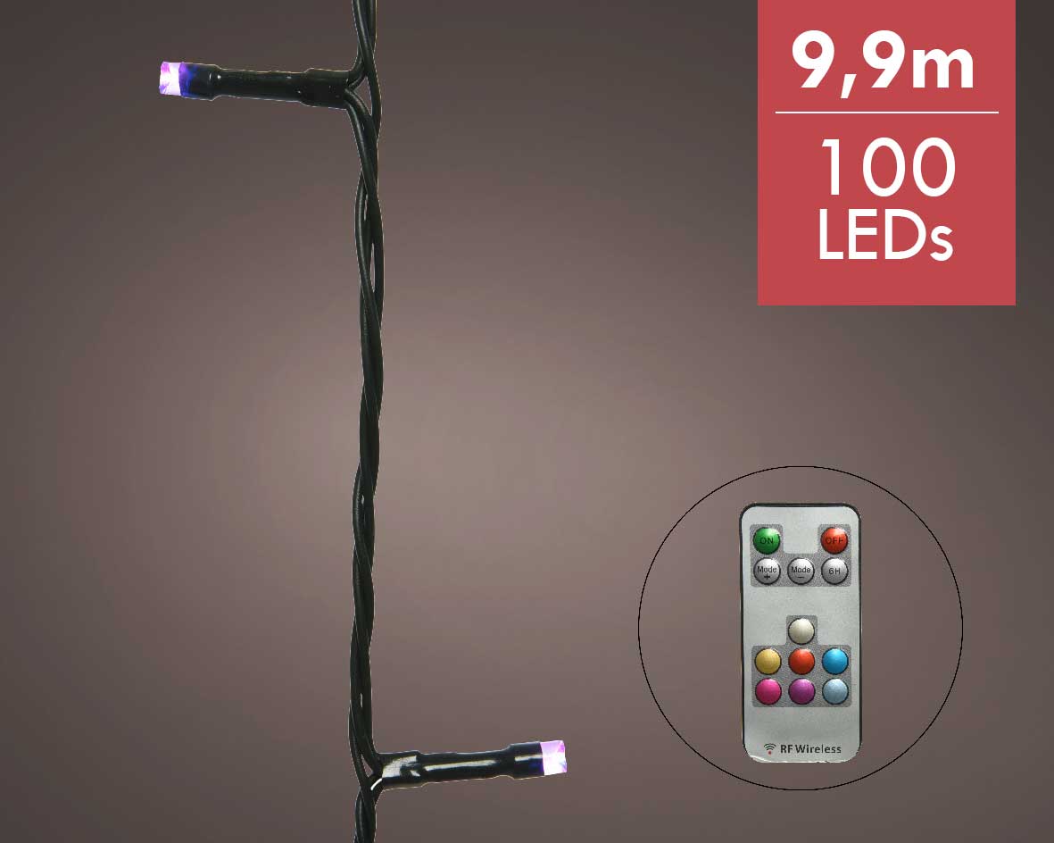 Slimme kerstboomverlichting LED met afstandbediening RGB-W -9,9m -100 lampjes -Ook geschikt voor bui