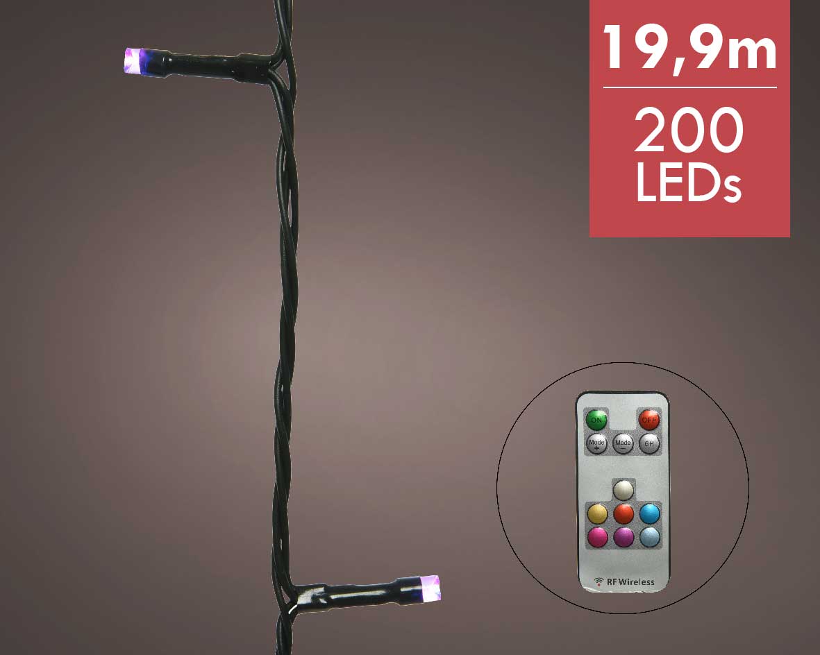 Slimme kerstboomverlichting LED met afstandbediening RGB-W -19,9m -200 lampjes -Ook geschikt voor buiten  -lichtkleur: Warm Wit, RGB, RGB + Warm wit -