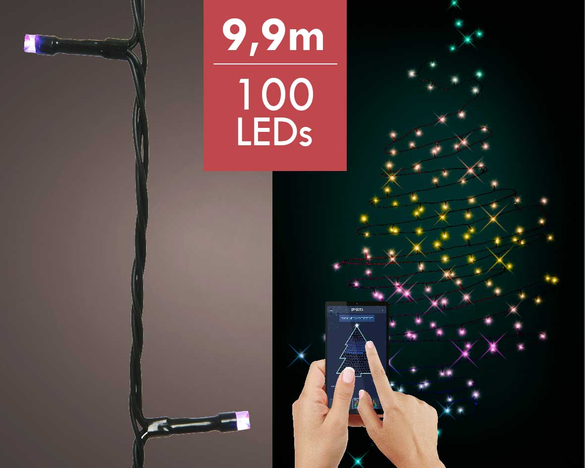 Slimme Kerstboomverlichting LED met app RGB-W -9,9m -100 lampjes -Ook geschikt voor buiten  -lichtkl