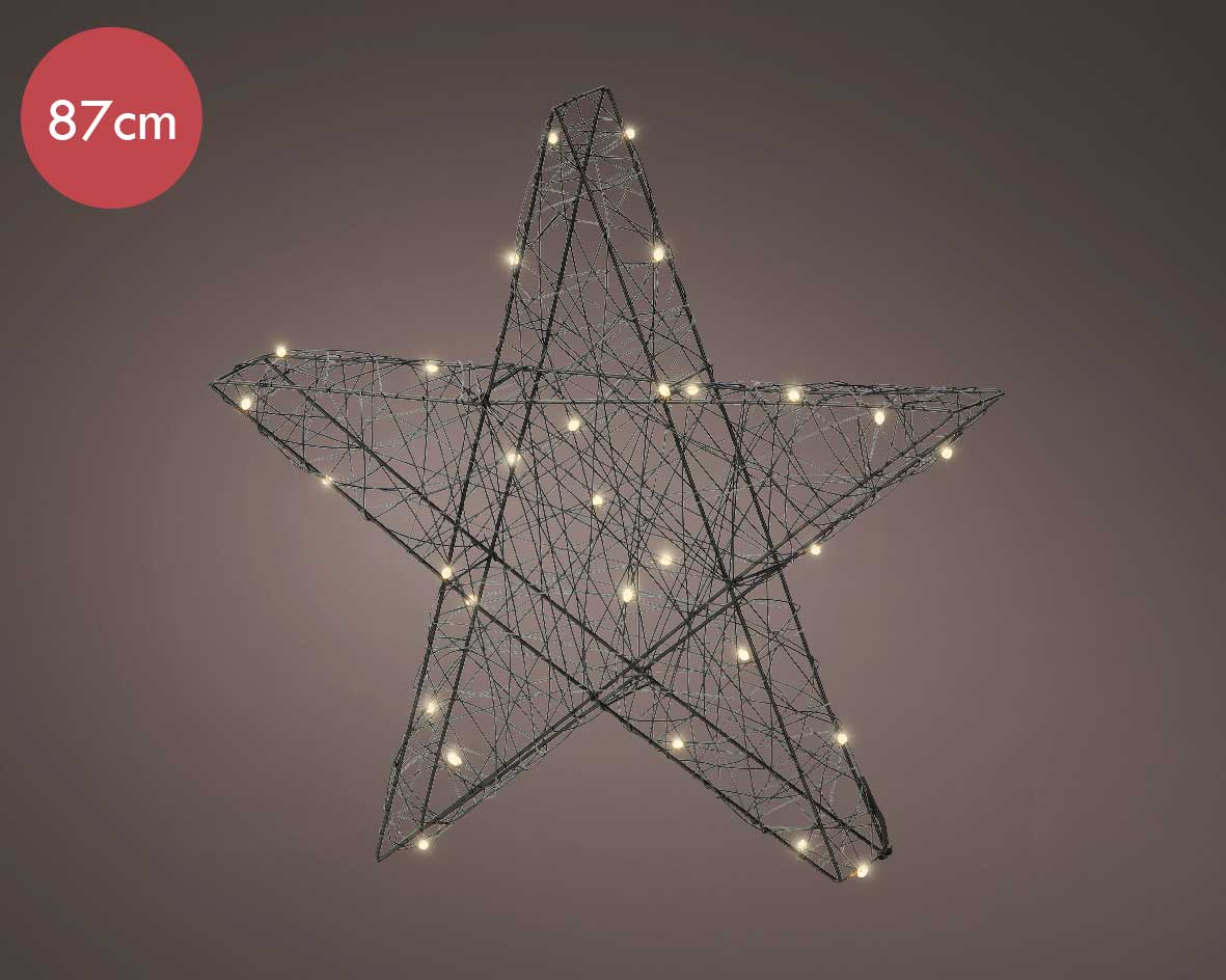 Metalen 3D kerstster zwart met 120 micro LED lampjes -87CM  -Ook geschikt voor buiten  -lichtkleur: Warm Wit -met stekker -Kerstdecoratie