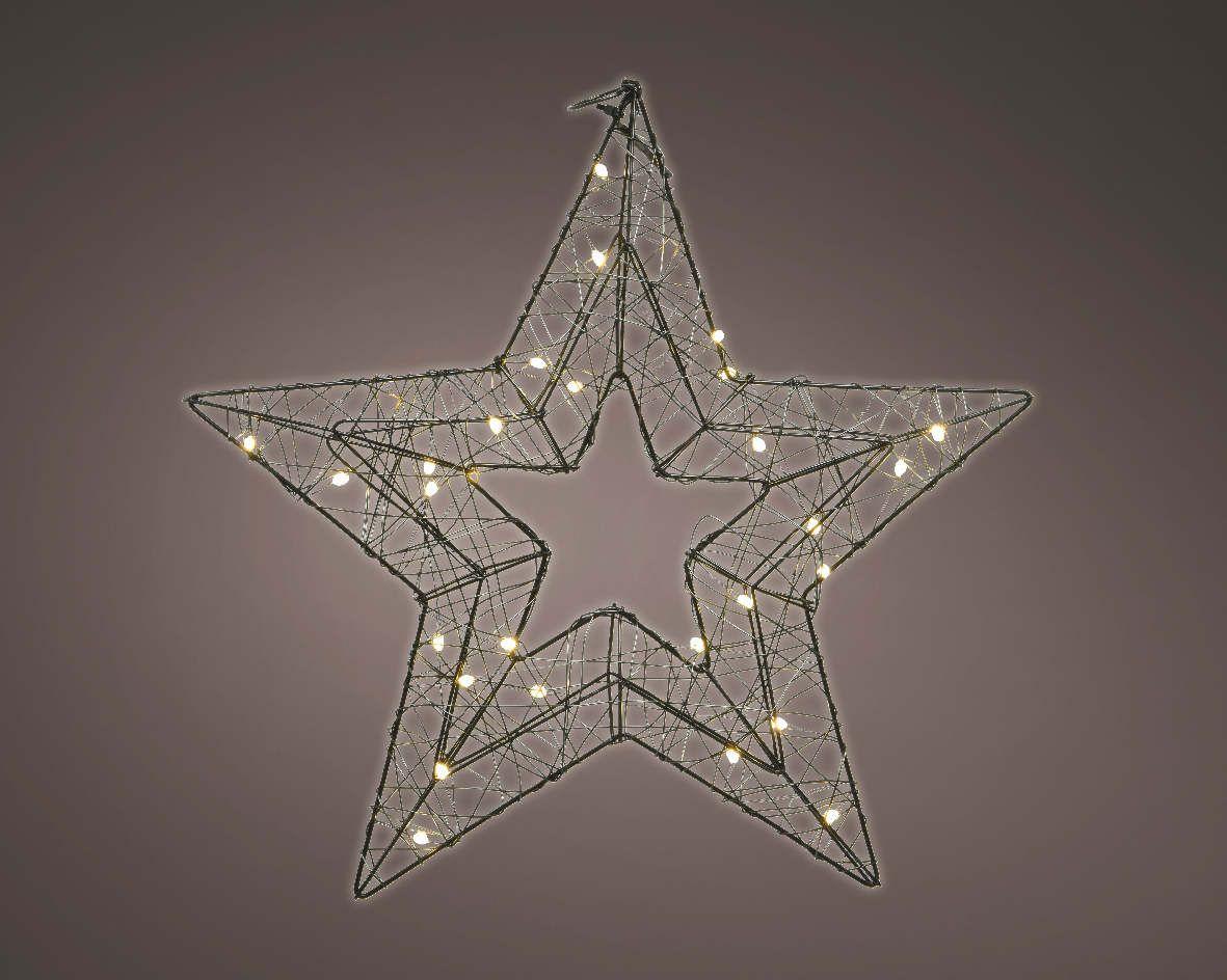 Metalen kerstster zwart met 60 micro LED lampjes - 57CM Metalen kerstster zwart met 60 micro LED lampjes - 57CM