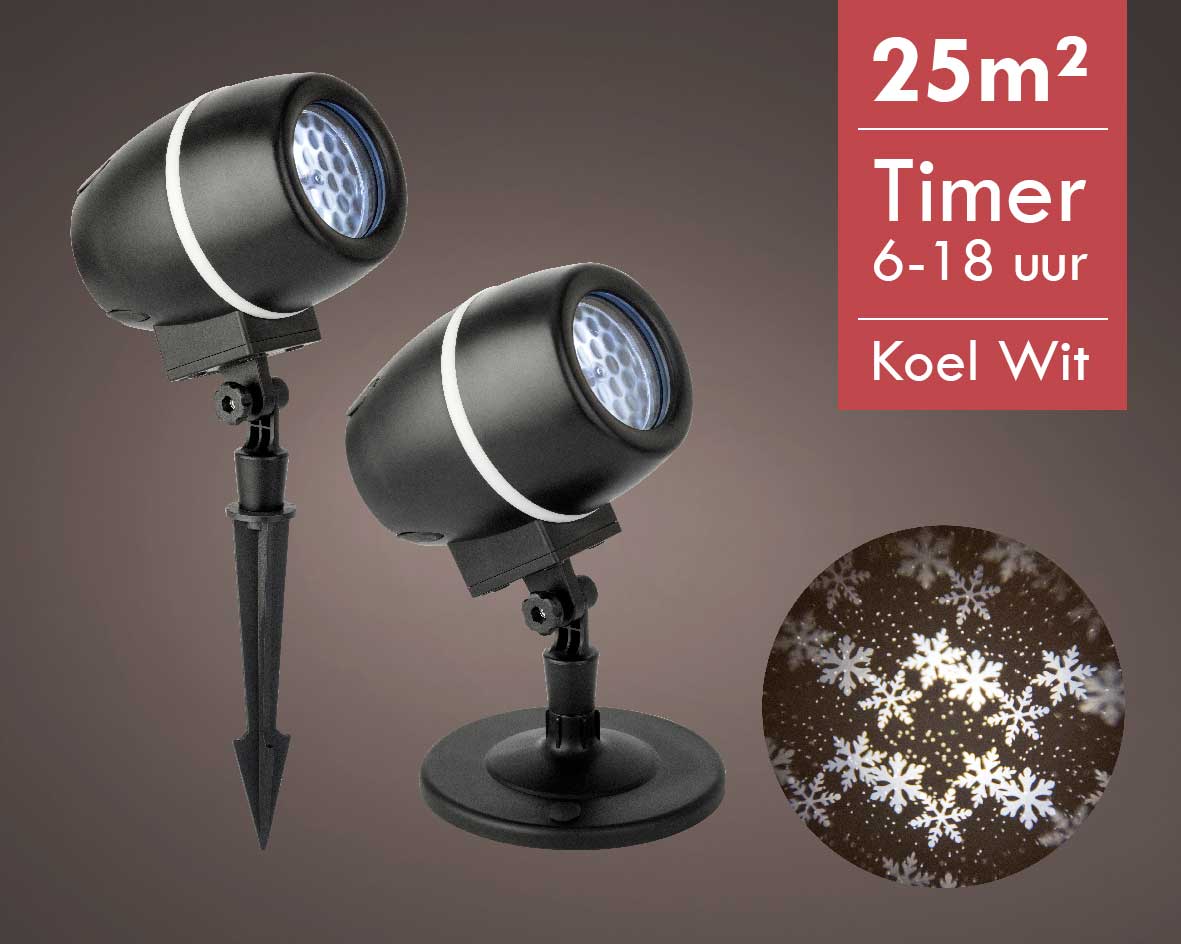 Sneeuwvlokken LED projector -Ook geschikt voor buiten  -lichtkleur: Wit licht -met stekker -Kerstdecoratie
