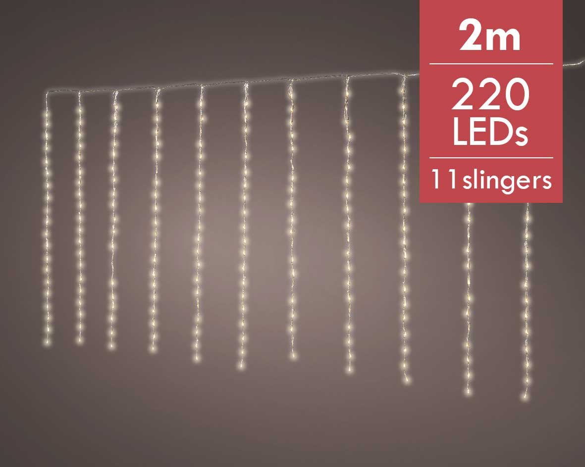 Kerstverlichting Balkon LED String 2M met 11 vertakkingen en 5 lichtfuncties -220 lampjes -Ook gesch