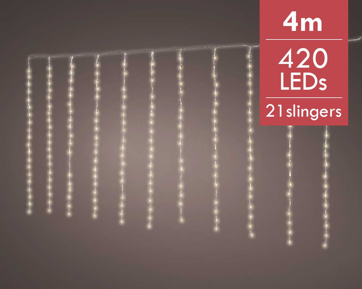 Kerstverlichting Balkon LED String 4M met 21 vertakkingen en 5 lichtfuncties -420 lampjes -Ook geschikt voor buiten  -lichtkleur: Warm Wit -met stekke