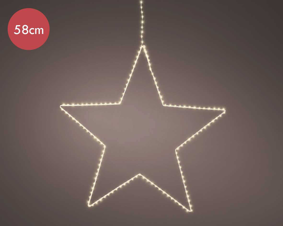 Kerstverlichting LED Ster 58CM -175 lampjes -Ook geschikt voor buiten  -lichtkleur: Warm Wit -met stekker -Kerstdecoratie