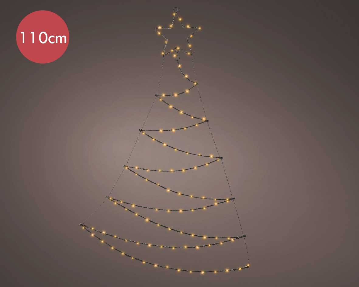 Metalen kerstboom zwart met 110 micro LED lampjes -110CM  -Ook geschikt voor buiten  -lichtkleur: Wa