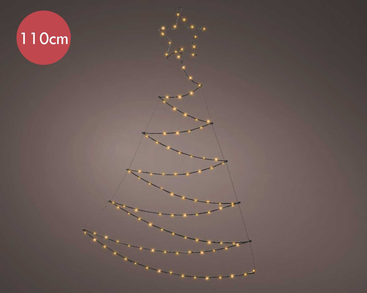 Metalen kerstboom zwart met 110 micro LED lampjes -110CM  -Ook geschikt voor buiten  -lichtkleur: Warm Wit -met stekker -Kerstdecoratie