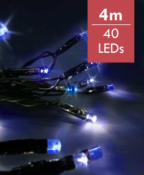 Kerstverlichting Blauw -4m -40 LED lampjes -Ook geschikt voor buiten -lichtkleur: Blauw -met stekker -Kerstdecoratie