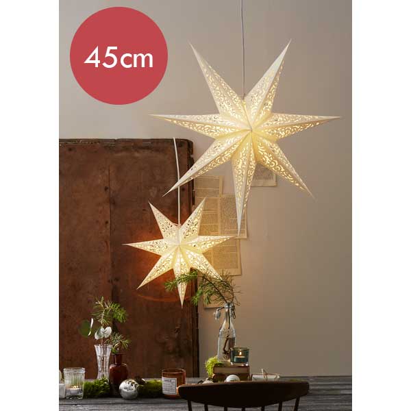 Wit hangende sterren lampenkap Lace -45cm -Kerstdecoratie