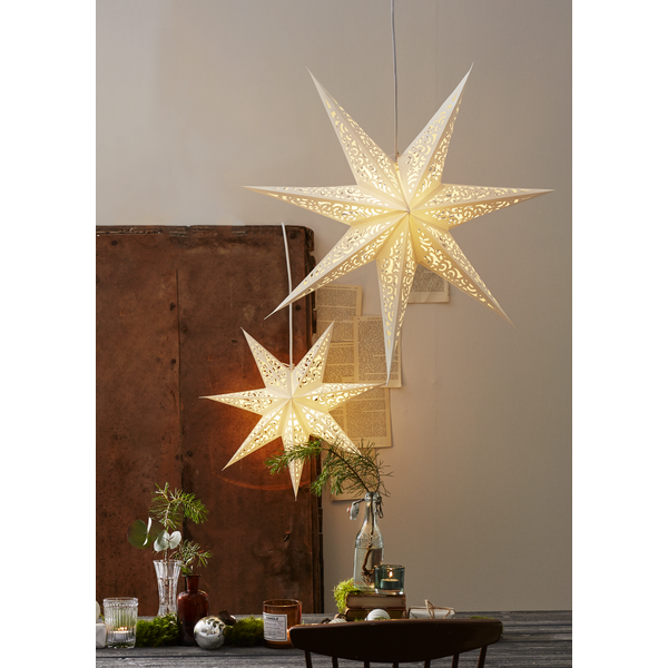 Wit hangende kerstster Lace - 45 cm Wit hangende kerstster Lace - 45 cm