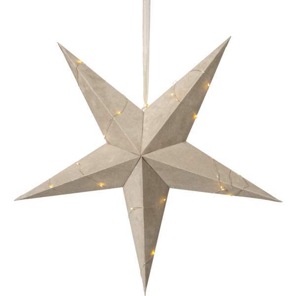 Fluwelen kerstster beige met lampjes Fluwelen kerstster beige met lampjes