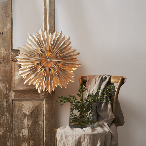 Beige papieren kerstster Ice - 55 cm Beige papieren kerstster Ice - 55 cm