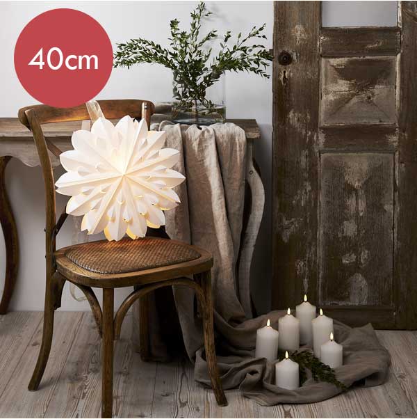 Witte papieren kerstster Clipp -40cm -Kerstdecoratie