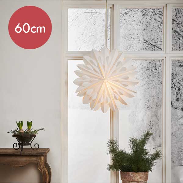Witte papieren kerstster Clipp -60cm -Kerstdecoratie