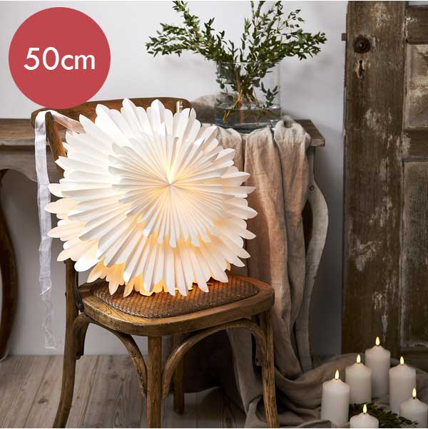 Witte papieren kerstster Crystal -50cm -Kerstdecoratie