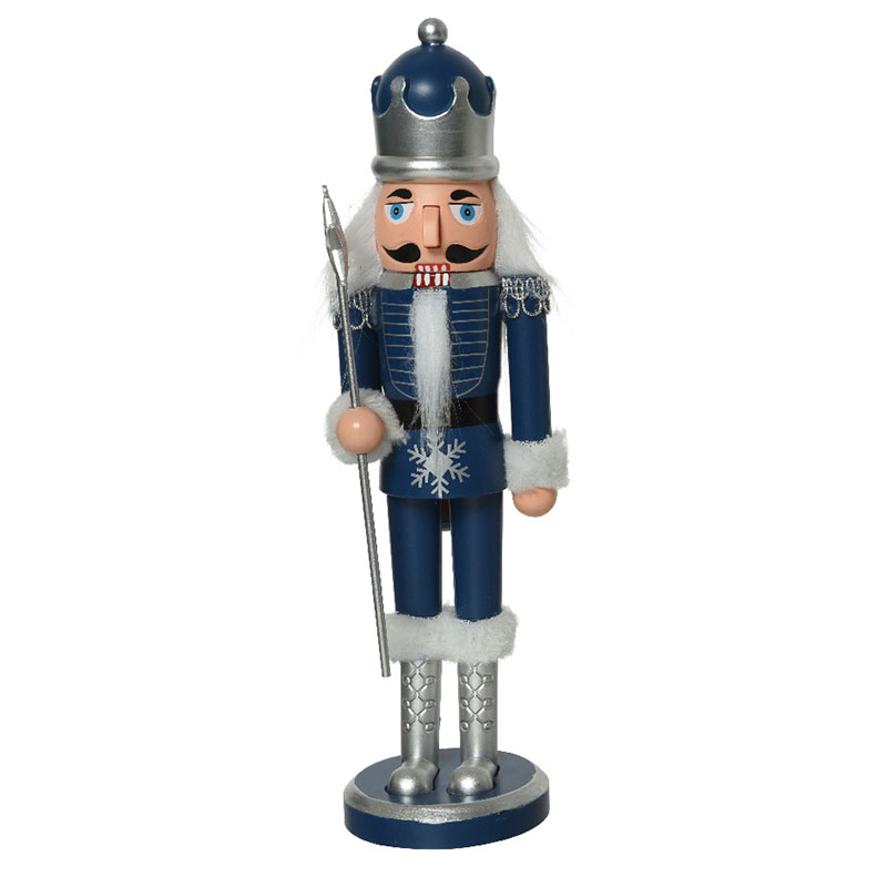 Notenkraker donkerblauw grijs met ster - 28CM Notenkraker donkerblauw grijs met ster - 28CM