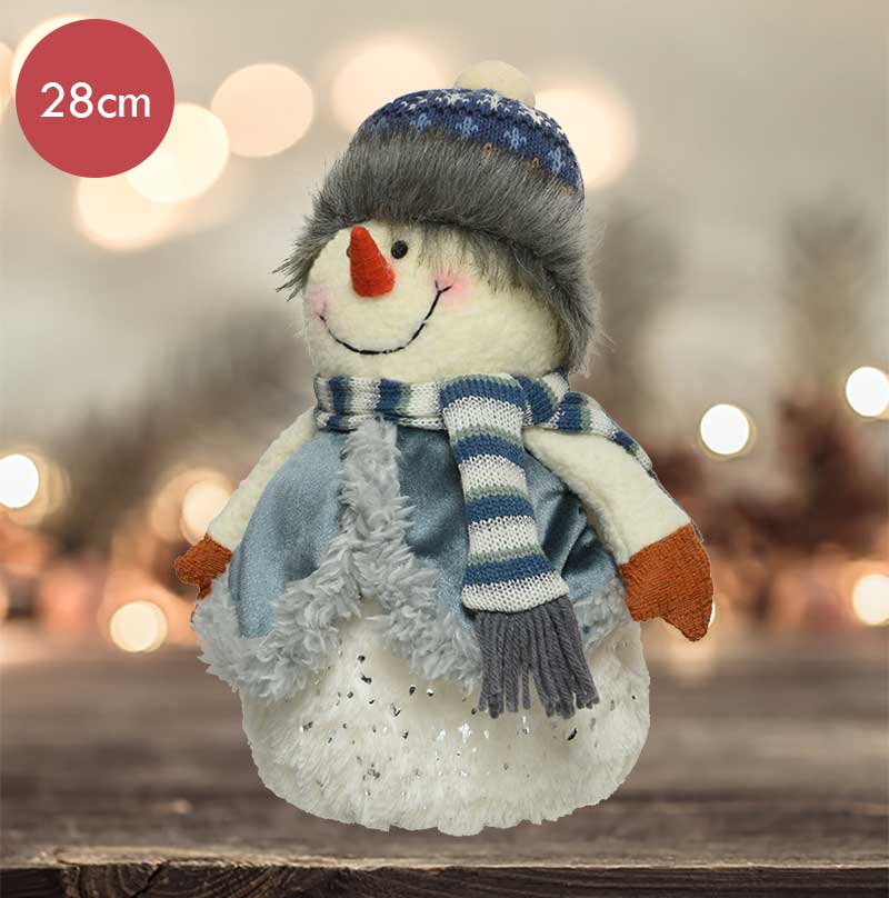 Sneeuwpop met bolle muts -28CM --Kerstdecoratie