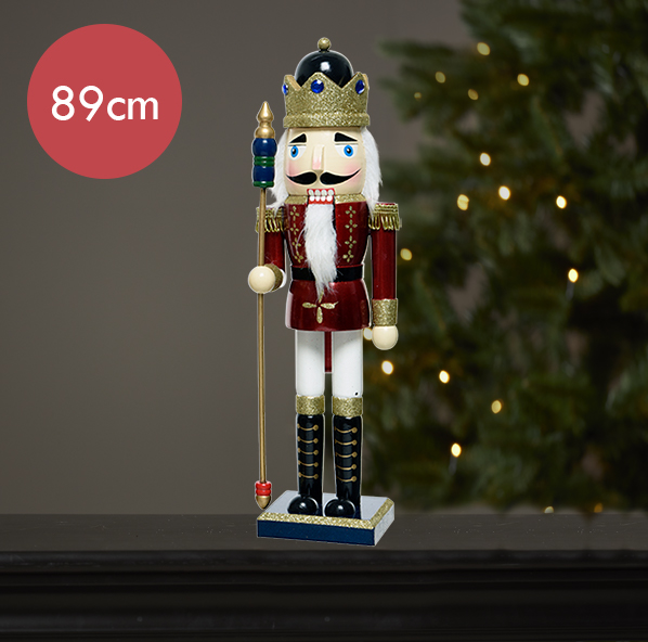 Notenkraker rood blauw met dirigeerstok -89CM --Kerstdecoratie Notenkraker rood blauw met dirigeerstok -89CM --Kerstdecoratie