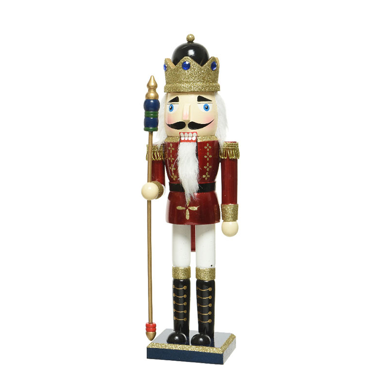 Notenkraker rood blauw met gouden dirigeerstok - 50CM Notenkraker rood blauw met gouden dirigeerstok - 50CM