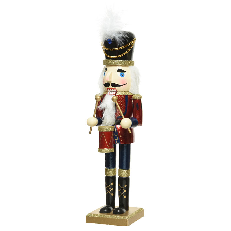 Notenkraker rood goud met trommel - 38CM Notenkraker rood goud met trommel - 38CM