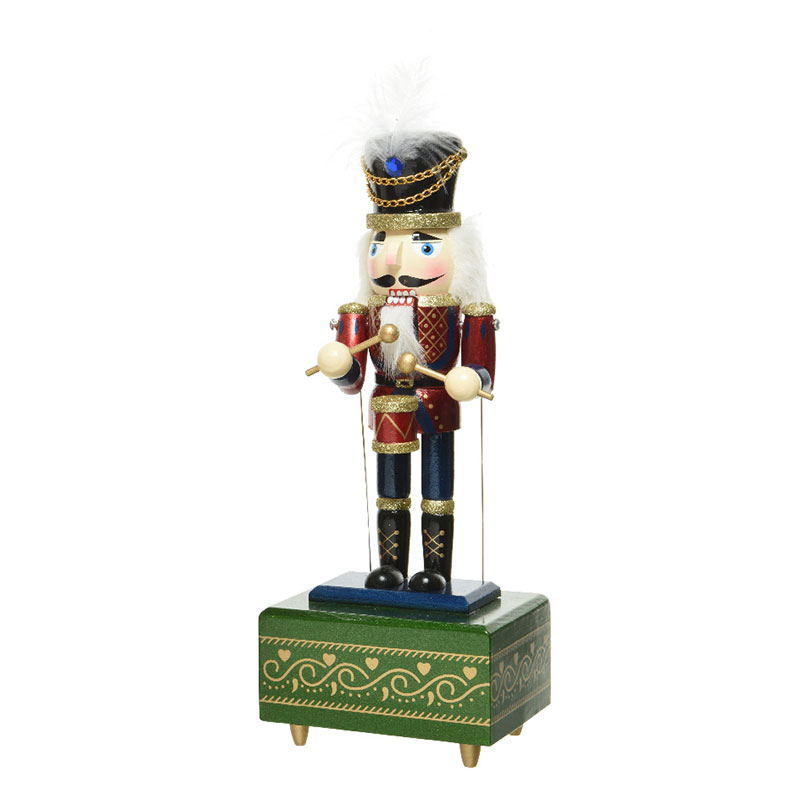 Muziekdoos met notenkraker rood groen met trommel - 30CM Muziekdoos met notenkraker rood groen met trommel - 30CM