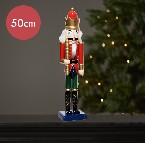 Notenkraker rood blauw met dirigeerstok -50CM --Kerstdecoratie Notenkraker rood blauw met dirigeerstok -50CM --Kerstdecoratie