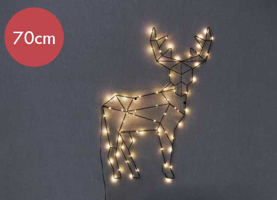 Hangend Rendier  Cupid -70cm -lichtkleur: Warm Wit -Werkt op batterijen -Met timer functie -Kerstdecoratie