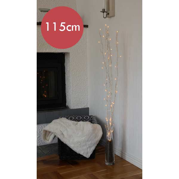 Lichttakken 115cm wit met 60 LED lampjes -lichtkleur: Warm Wit -met stekker -Kerstdecoratie