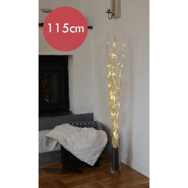 Lichttakken 115cm goud met 60 LED lampjes -lichtkleur: Warm Wit -met stekker -Kerstdecoratie