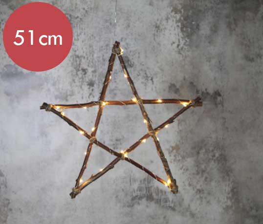 Hangende Kerster Woody -51cm -lichtkleur: Warm Wit -Kerstdecoratie