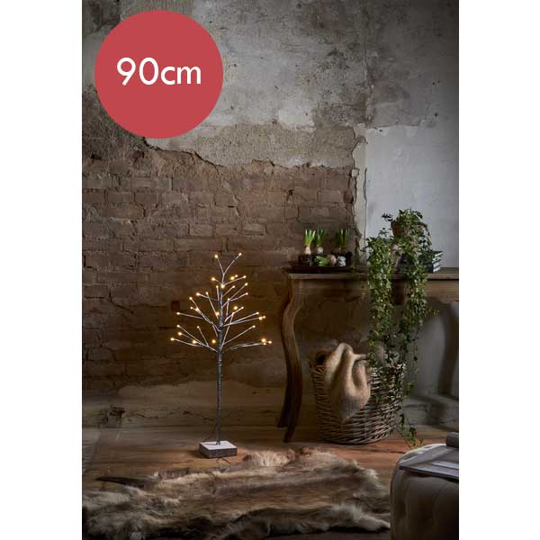 Lichttak / boom  bruin met 36 LED lampjes -90cm -lichtkleur: Warm Wit -met stekker -Kerstdecoratie