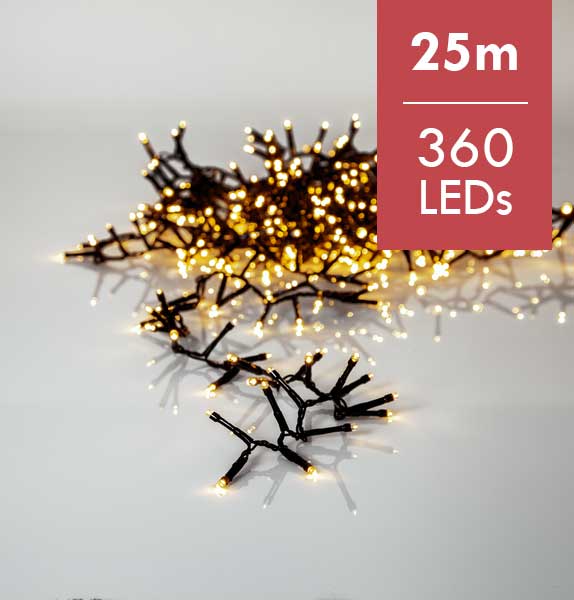 Gouden kerstverlichting -25meter -360leds -Ook geschikt voor buiten -lichtkleur: Super warm wit -met stekker -Kerstdecoratie