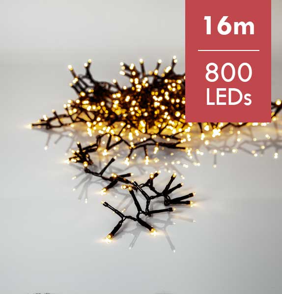 Gouden kerstverlichting -16meter - 800leds -Ook geschikt voor buiten -lichtkleur: Super warm wit -met stekker -Kerstdecoratie