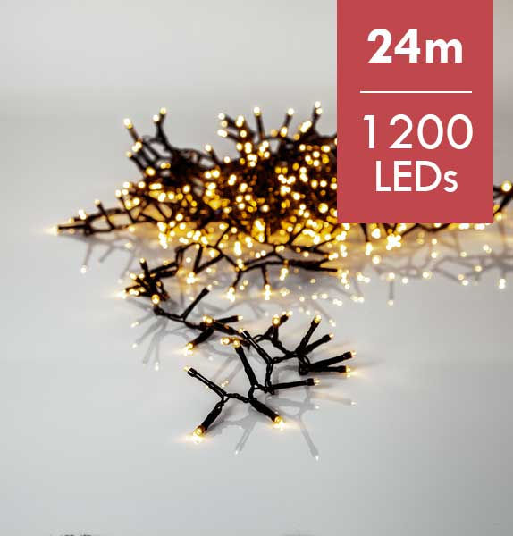 Gouden kerstverlichting -24meter - 1200leds -Ook geschikt voor buiten -lichtkleur: Super warm wit -met stekker -Kerstdecoratie