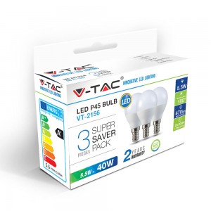 E14 Kogel LED Lamp -Extra Warm Wit (2700K) -5.5 Watt, vervangt 40W Halogeen -V-Tac