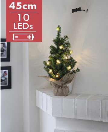 Mini Led Kerstboom Toppy 45cm -lichtkleur: Warm Wit -Werkt op batterijen -Met timer functie -Kerstdecoratie