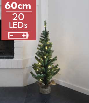 Mini Led Kerstboom Toppy 60cm -lichtkleur: Warm Wit -Werkt op batterijen -Met timer functie -Kerstde