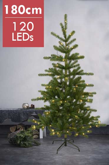 Kerstboom Visby -180cm -120 leds -Ook geschikt voor buiten -lichtkleur: Warm Wit -met stekker -Kerstdecoratie