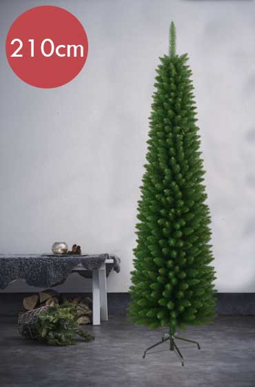 Kunst Kerstboom Slim&Tall 210cm -Ook geschikt voor buiten -met stekker -Kerstdecoratie