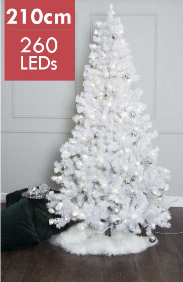 Kerstboom wit Ottawa -210cm -260 leds -Ook geschikt voor buiten -lichtkleur: Wit licht -met stekker -Kerstdecoratie