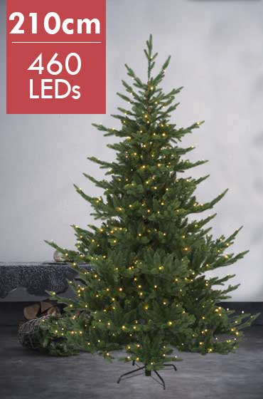 Kerstboom Brekstad -210cm -460 leds -Ook geschikt voor buiten -lichtkleur: Warm Wit -met stekker -Kerstdecoratie
