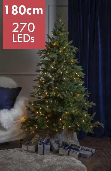Kerstboom larvik -180cm -270 leds -Ook geschikt voor buiten -lichtkleur: Warm Wit -met stekker -Kerstdecoratie