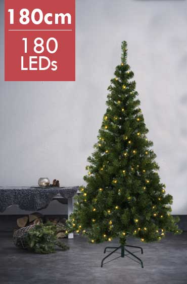 Kerstboom Ottawa -180cm -180 leds -Ook geschikt voor buiten -lichtkleur: Warm Wit -met stekker -Kerstdecoratie