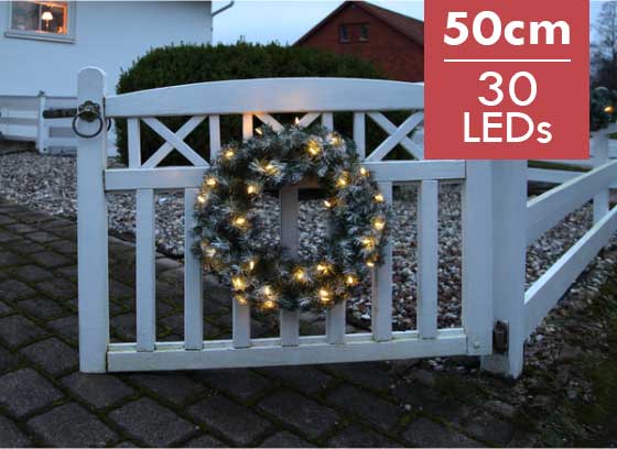 Verlichte Kerstkrans Edmonton 50cm -Ook geschikt voor buiten -lichtkleur: Warm Wit -met stekker -Kerstdecoratie
