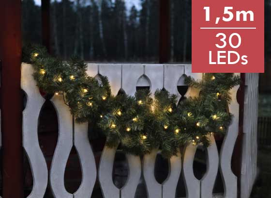 LED guirlande Ottawa -150cm -Ook geschikt voor buiten -lichtkleur: Warm Wit -met stekker -Kerstdecoratie