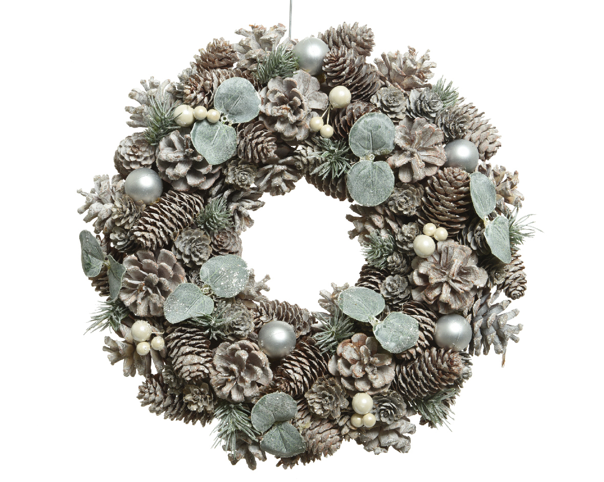 Decoratieve kerstkrans zilver groen - Ø 34CM Decoratieve kerstkrans zilver groen - Ø 34CM