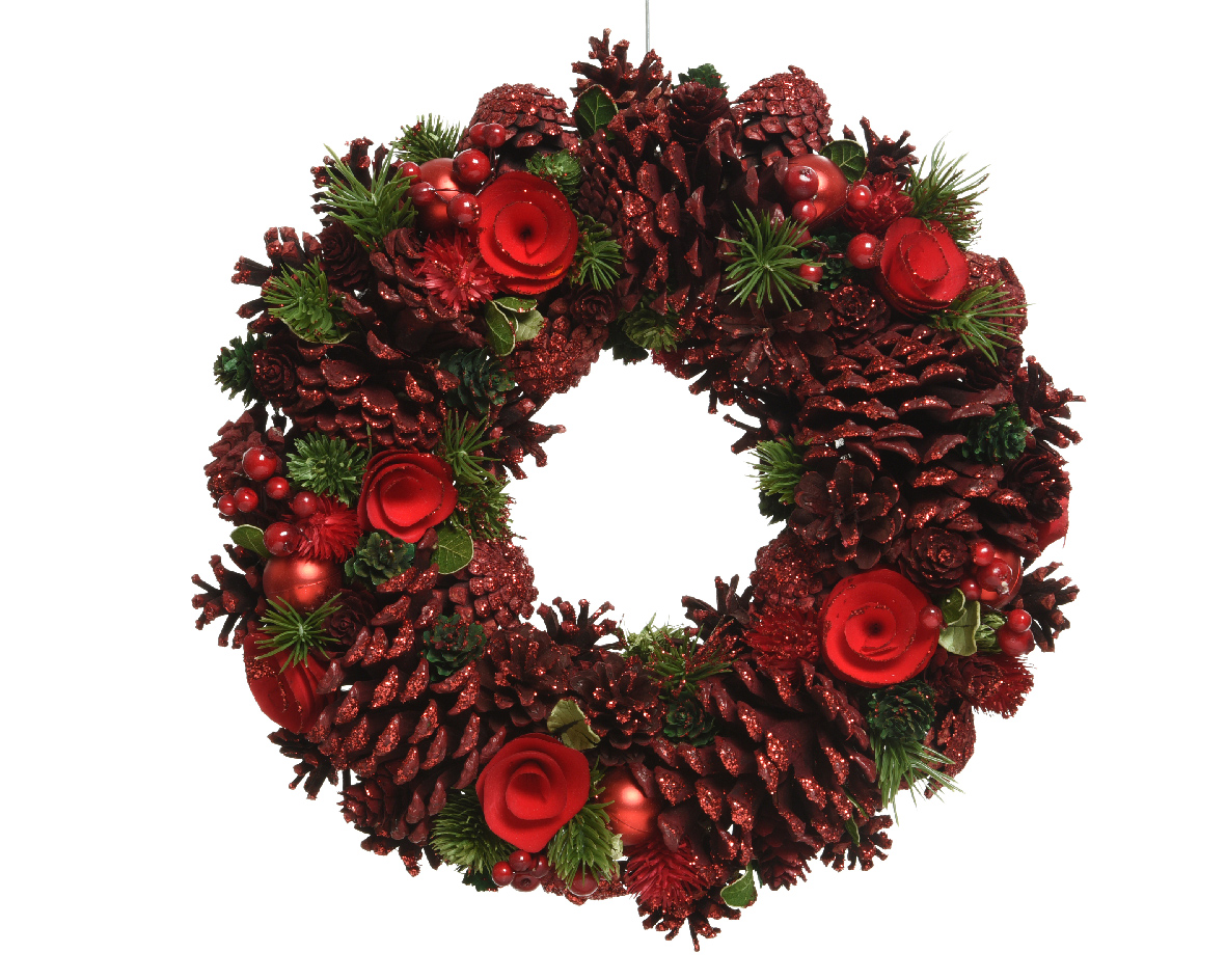 Decoratieve kerstkrans rood groen - Ø 34CM Decoratieve kerstkrans rood groen - Ø 34CM
