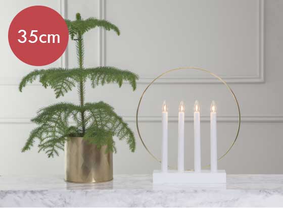 LED kandelaar Glossy Wit -35cm -lichtkleur: Warm Wit -met stekker -Kerstdecoratie