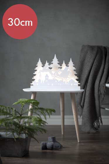 Kerst meubel decoratie grandy 30cm -lichtkleur: Wit licht -Werkt op batterijen -Met timer functie -Kerstdecoratie